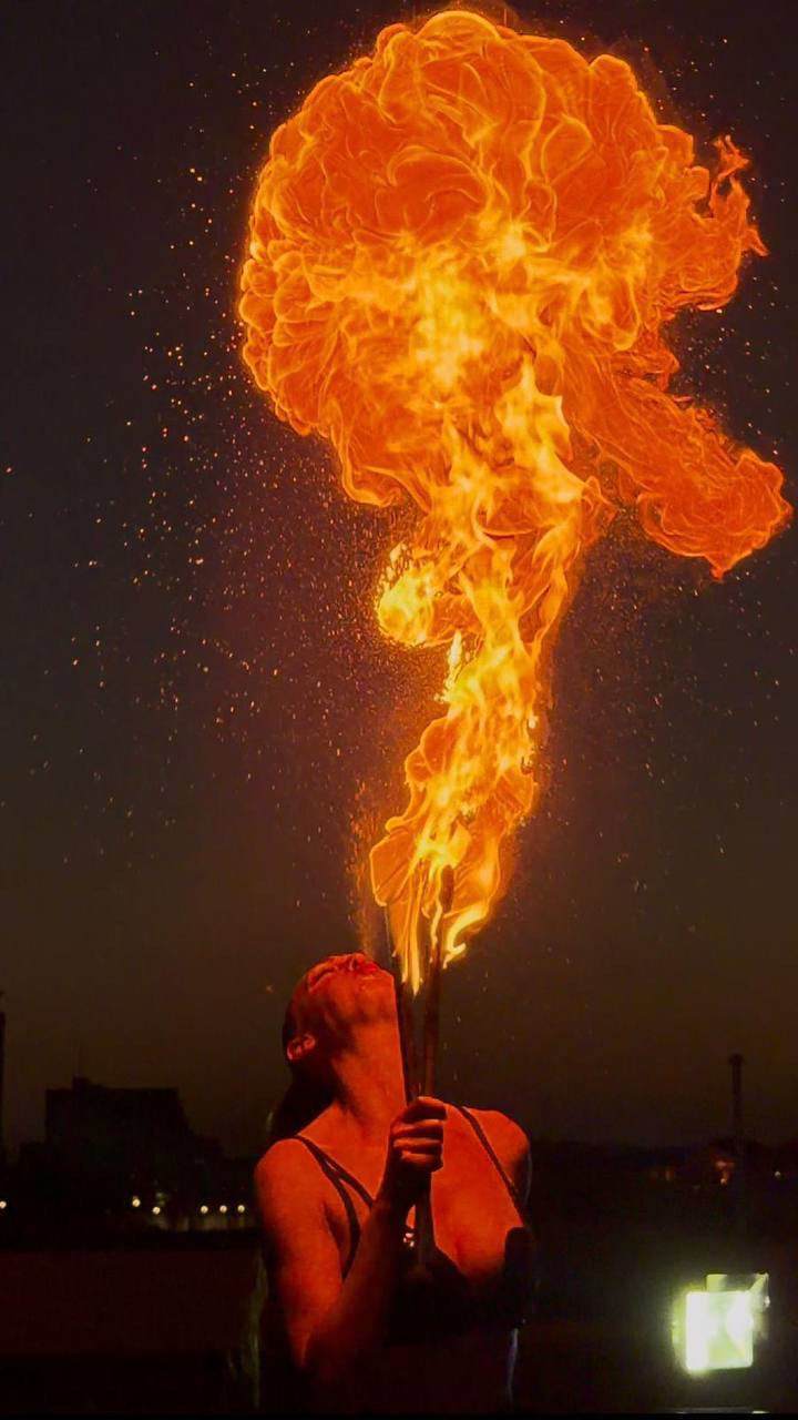 Fire show entertainment at the festival